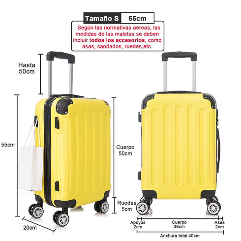 Maleta Cabina ABS 55x40x20cm 44L - 20 Pulgadas Amarillo - Marina