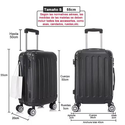 Maleta Cabina ABS 55x40x20cm 44L - 20 Pulgadas Negro - Marina