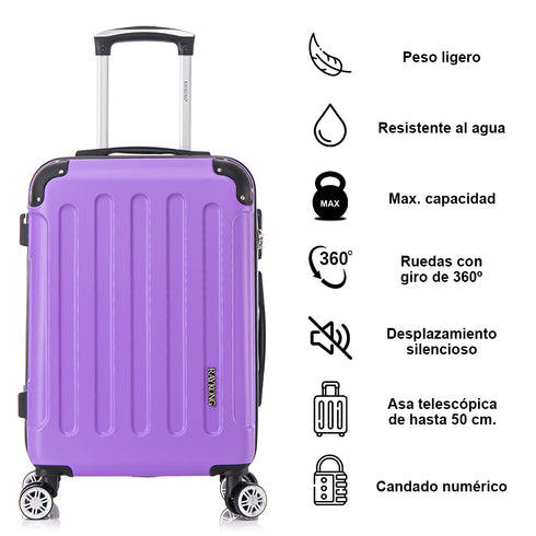 RAYKONG Maleta Mediana ABS 66x43x25cm | 71L | 24 Pulgadas | hasta 23kg semirígidas - Morado