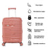 Juego de maletas PP Rígida 3 piezas|Maleta Cabina 55cm|Maleta Mediana 65cm Expandible |Maleta Grande 75cm Expandible |Bass Rosa Dorado