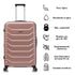 RAYKONG Maleta Mediana Expandible ABS+Policarbonato 66x45x27.50cm - 30cm Extendido | 82L - 90L | 24 Pulgadas |23kg semirígidas candado combinación - RosaDorada