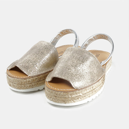 Menorquinas de piel para mujer champán Adara