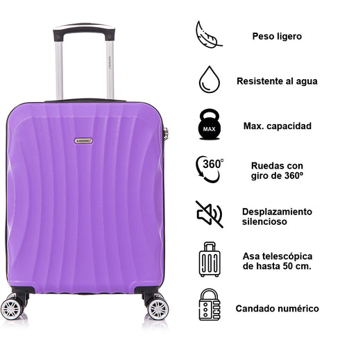 Raykong Maleta Cabina ABS 55x40x20cm (44L) - 20 Pulgadas Morada - Waves