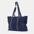 Bolso shopper para mujer de piel serraje con tachuelas azul marino Alexandra