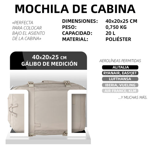 Raykong Mochila de cabina Ryanair 40x20x25cm (20L) Khaki