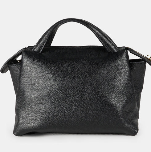 Bolso bandolera para mujer de piel con asas de mano negro Amelie