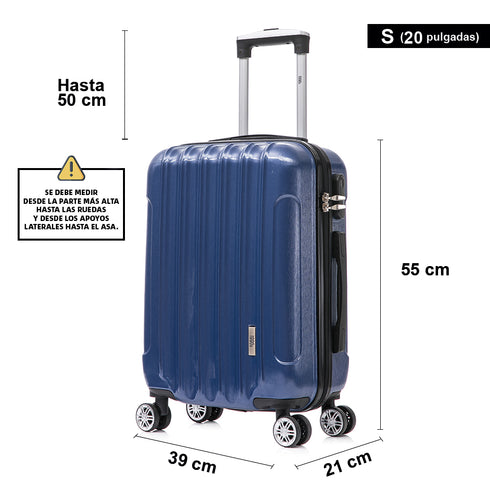 Maleta Cabina 55x39x21cm Policarbonato 45L - 20 Pulgadas AzulMarino - Seda