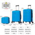 Conjunto de 3 Maletas|Neceser 29x35x16.50cm|Maleta Cabina ABS+PC 55x40x20cm|Mediana Expandible 20kg-23kg - 66x45x27.50-30cm | Turquesa
