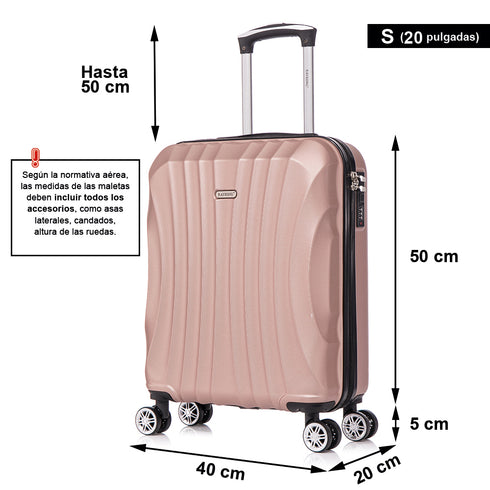 Raykong Maleta Cabina ABS 55x40x20cm (44L) - 20 Pulgadas RosaDorada - Waves
