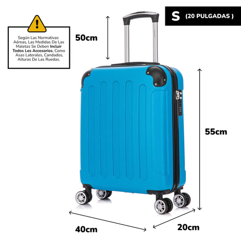 Raykong Maleta Cabina ABS 55x40x20cm (44L) Maxima aprovechamiento de espacio - 20 Pulgadas - Turquesa