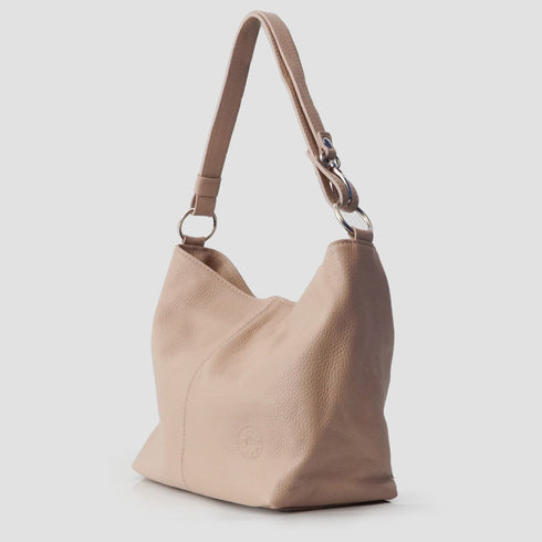 Bolso de hombro para mujer de piel con bandolera extensible nude Mara
