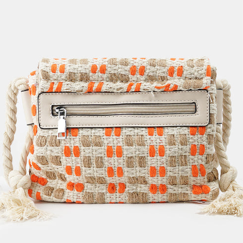 Bolso de rafia trenzado para mujer naranja Eugenia