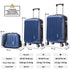1990s Juego de Maletas Policarbonato Rígida 3 Piezas|Maleta Cabina 55cm|Maleta Mediana 68cm|Neceser 29cm|AzulMarino