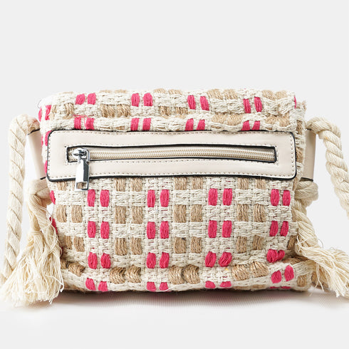 Bolso de rafia trenzado para mujer fucsia Eugenia