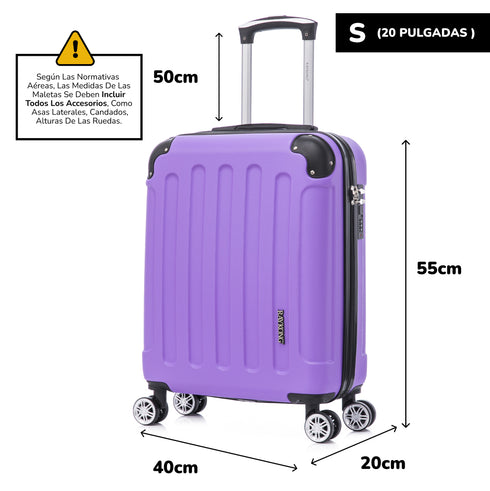 Raykong Maleta Cabina ABS 55x40x20cm (44L) Maxima aprovechamiento de espacio - 20 Pulgadas - Morado