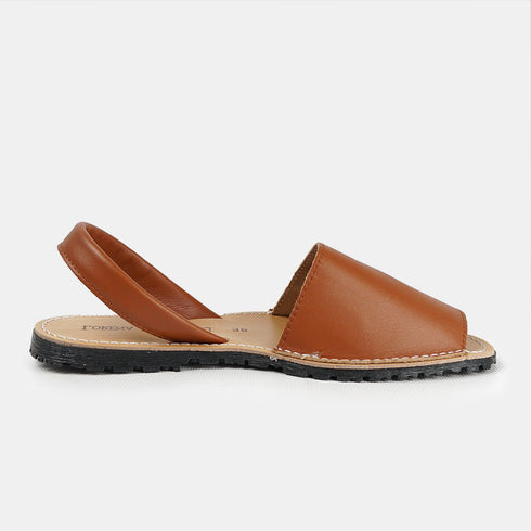 Menorquinas de piel para mujer marrón Adara