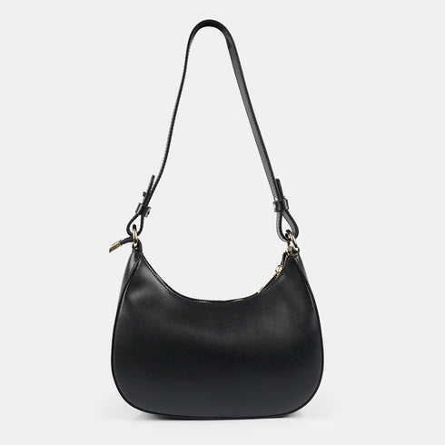 Bolso de hombro para mujer de piel saffiano con bandolera larga negro Maribel