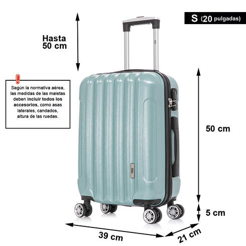 Maleta Cabina 55x39x21cm Policarbonato (45L) - 20 Pulgadas Menta - Seda