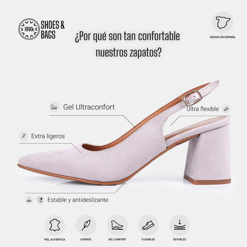 Zapatos con tacón para mujer de ante rosa Mary