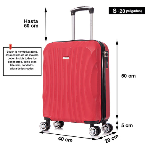 Raykong Maleta Cabina ABS 55x40x20cm (44L) - 20 Pulgadas Rojo - Waves