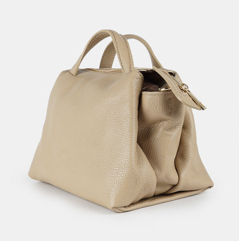 Bolso bandolera para mujer de piel con asas de mano khaki Amelie