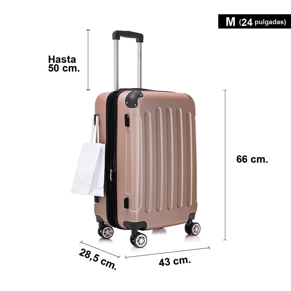 Maleta de viaje extensible mediana M-66cm-23kg de ABS rosa dorada Marina