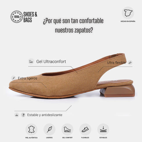 Zapatos planos de piel para mujer marrón Beatriz