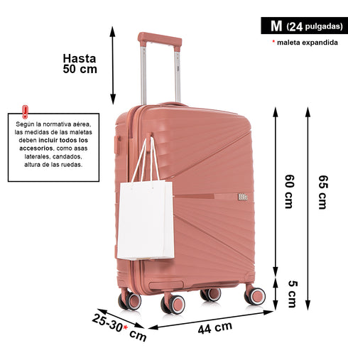 1990s Maleta Mediana extensible 65cm de Polipropileno Choco Rosa