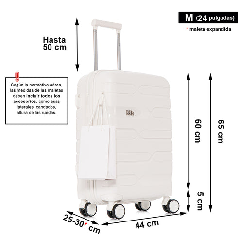 1990s Maleta mediana extensible 65cm - Bass (Blanco)