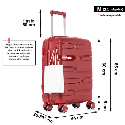 1990s Maleta Mediana extensible 65cm Bass Rojo