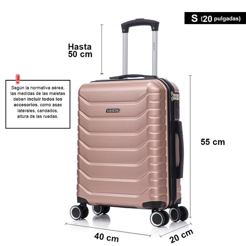 RAYKONG Maleta de Cabina 55x40x20cm Policarbonato (40L) semirígida Trolley pequeño Equipaje de Mano 4 Ruedas giratorios a 360º Cierre numérico- Rosadorado