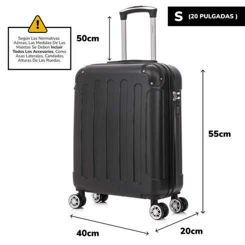 Raykong Maleta Cabina ABS 55x40x20cm (44L) Maxima aprovechamiento de espacio - 20 Pulgadas - Negro