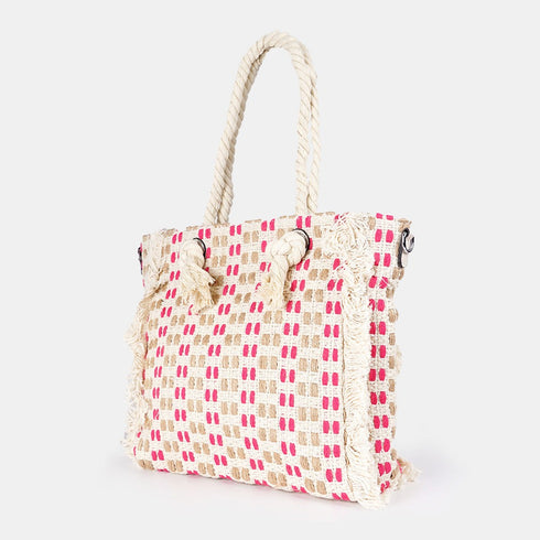 Bolso de rafia trenzado para mujer fucsia Anastasia