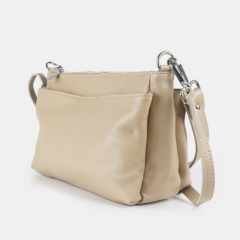 Bolso bandolera de piel para mujer con asa corta khaki Martina