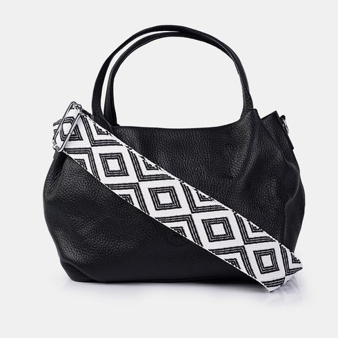 Bolso de mano de piel estilo saco para mujer negro Stefy
