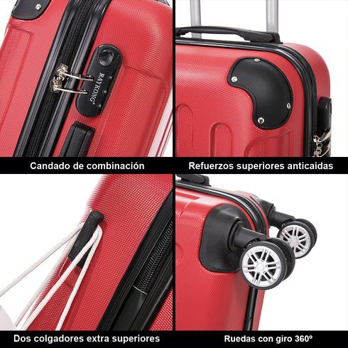 Maleta Cabina ABS 55x40x20cm 44L - 20 Pulgadas Rojo - Marina