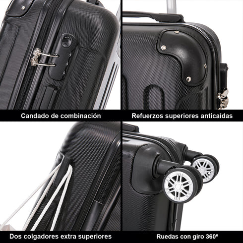 Maleta Cabina ABS 55x40x20cm 44L - 20 Pulgadas Negro - Marina