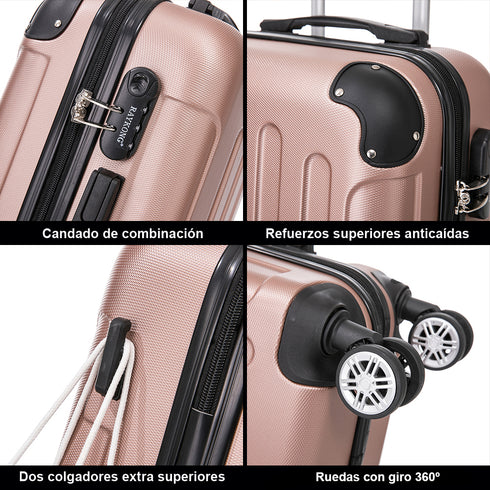 Maleta Cabina ABS 55x40x20cm 44L - 20 Pulgadas RosaDorada - Marina