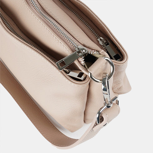 Bolso bandolera de piel para mujer con asa corta rosa claro Martina