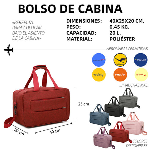 Raykong Bolsa de cabina convertible en mochila 40x20x25cm Ryanair 10kg equipaje de mano bolso de cabina Vueling rojo