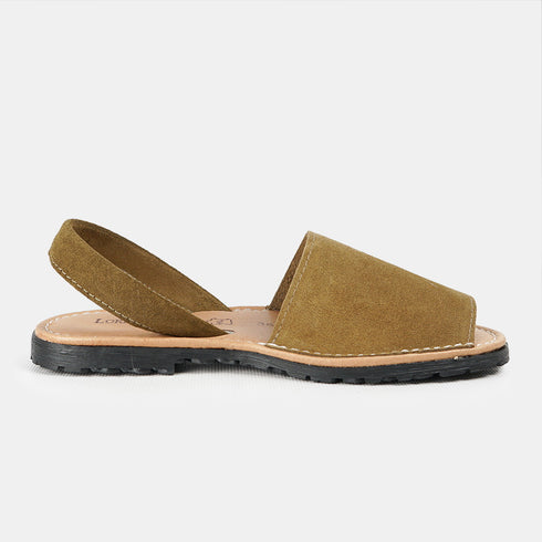 Menorquinas de piel para mujer khaki Adara