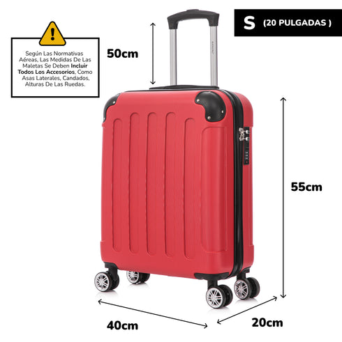 Raykong Maleta Cabina ABS 55x40x20cm (44L) Maxima aprovechamiento de espacio - 20 Pulgadas - Rojo