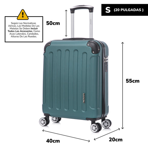 Raykong Maleta Cabina ABS 55x40x20cm (44L) Maxima aprovechamiento de espacio - 20 Pulgadas - Verde oscuro