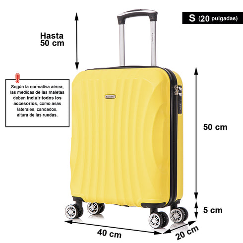 Raykong Maleta Cabina ABS 55x40x20cm (44L) - 20 Pulgadas Amarillo - Waves