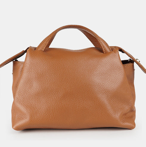 Bolso bandolera para mujer de piel con asas de mano marrón Amelie