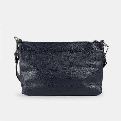 Bolso bandolera de piel para mujer con asa corta azul marino Martina