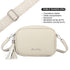 Bolso bandolera mujer pequeño de cuero PU dos compartimentos y dos bandoleras, bolso mensajero para cruzar polipiel regalo original para mujer - Beige