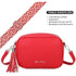 Bolso bandolera mujer pequeño de cuero PU con dos bandoleras bolso mensajero para cruzar PU - Rojo