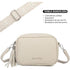 Bolso bandolera mujer pequeño de cuero PU con dos bandoleras bolso mensajero para cruzar PU - Beige