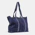 Bolso shopper para mujer de piel serraje con tachuelas azul marino Alexandra